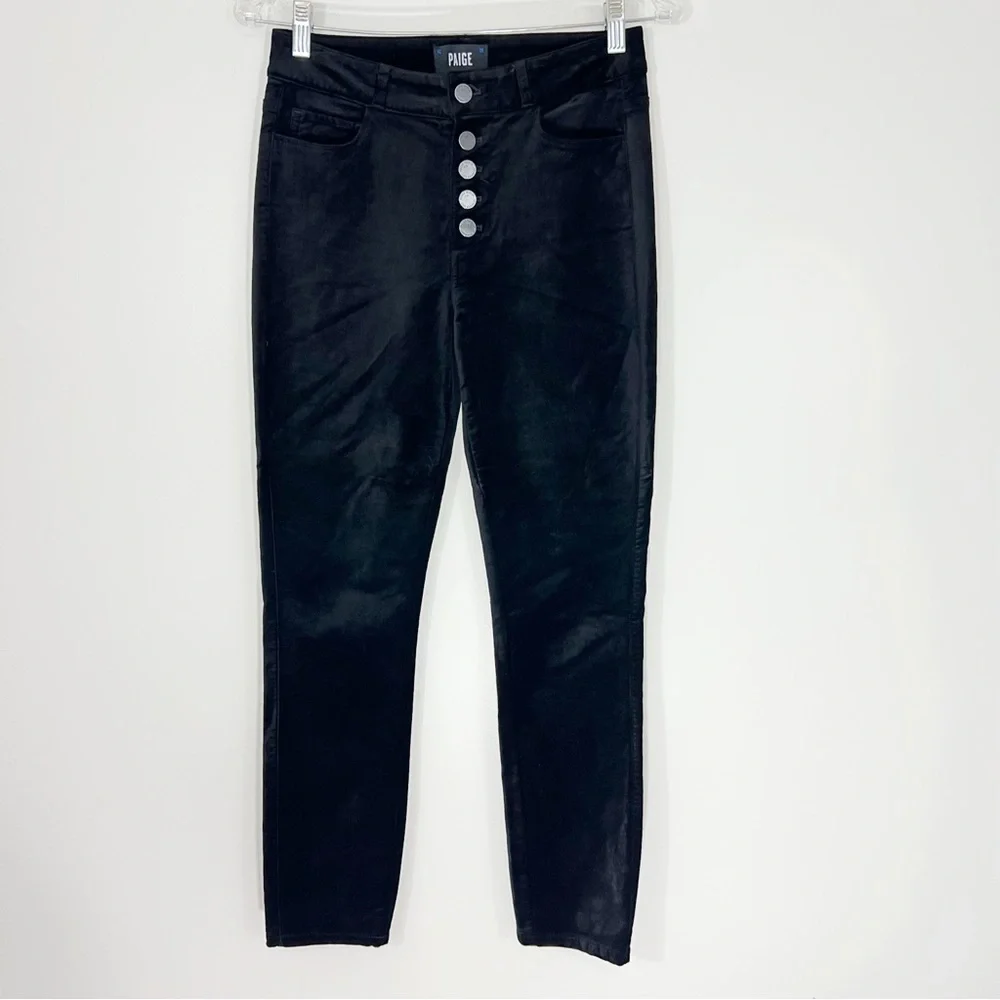 Paige Hoxton Ankle Peg Straight Velvet Jeans in Black Overdye Size 26